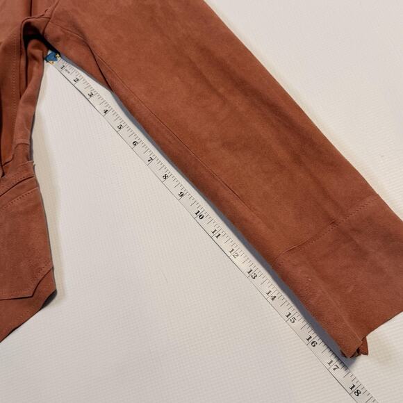 Sundance Jacket Womens 4 Blush Pink Suede Waterfall Drape Open Front Peplum - Picture 8 of 9